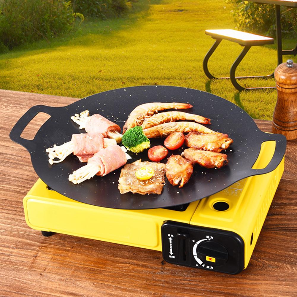 Barbecue Round Medical-Stone BBQ Plate Non Stick Skillets Grilled Pan For Indoor Outdoor Pork Belly Blanket Camping Gear Grill
