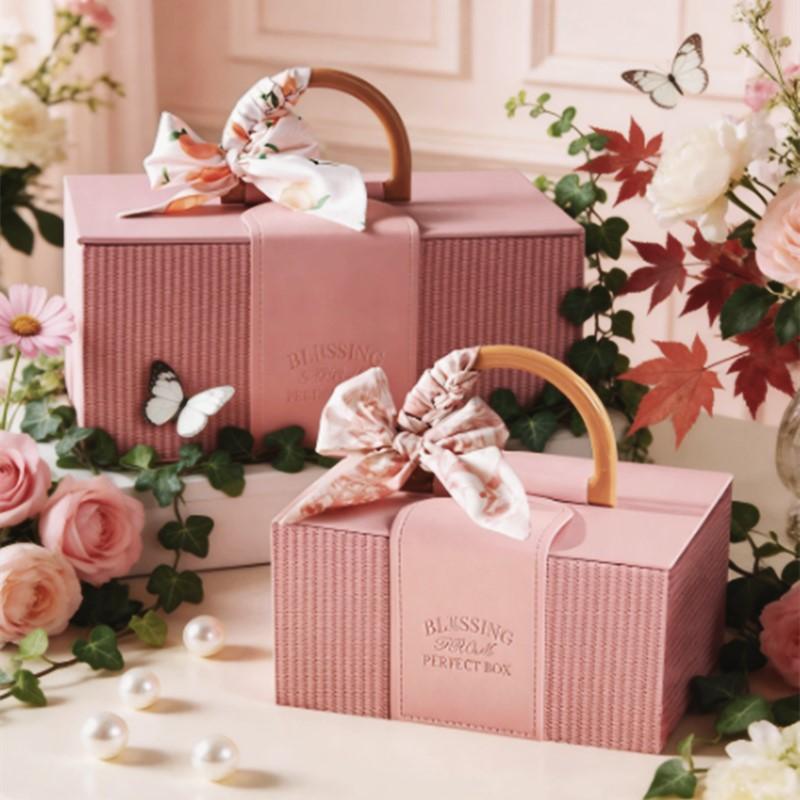 Handheld Gift Box Birthday Gift Packaging Empty Box Large leather Box Wedding candy souvenir Cosmetics storage box