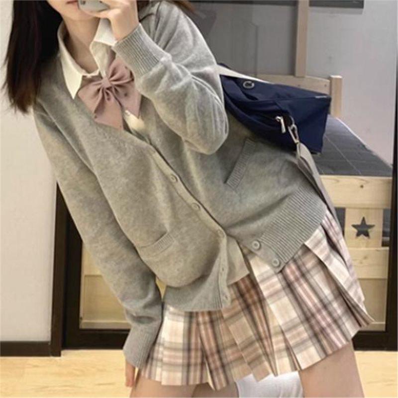 Original JK Women's Cardigan Sweater Coat - Autumn/Winter Japanese School Style, Long Sleeve Knit Top