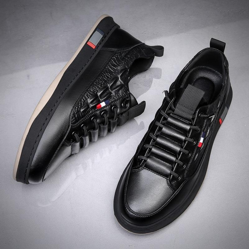 Cowhide Little White Shoes Men's Spring Breathable Men's Shoes Genuine Leather New Trendy Versatile Platform Casual Board Shoes Men