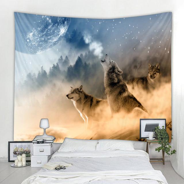 

Волк креативный гобелен настенное украшение тигр лев узор гобелены домашний текстиль стены богемное украшение Tapiz 230x150cm