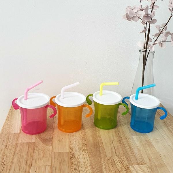 Agafra Straw Cup 180ml, Pink, Orange, Blue, Green, 4 Pcs.