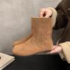 Two-wear leather snow boots women's winter 2025 new Mori retro lamb wool short boots velvet cotton shoes