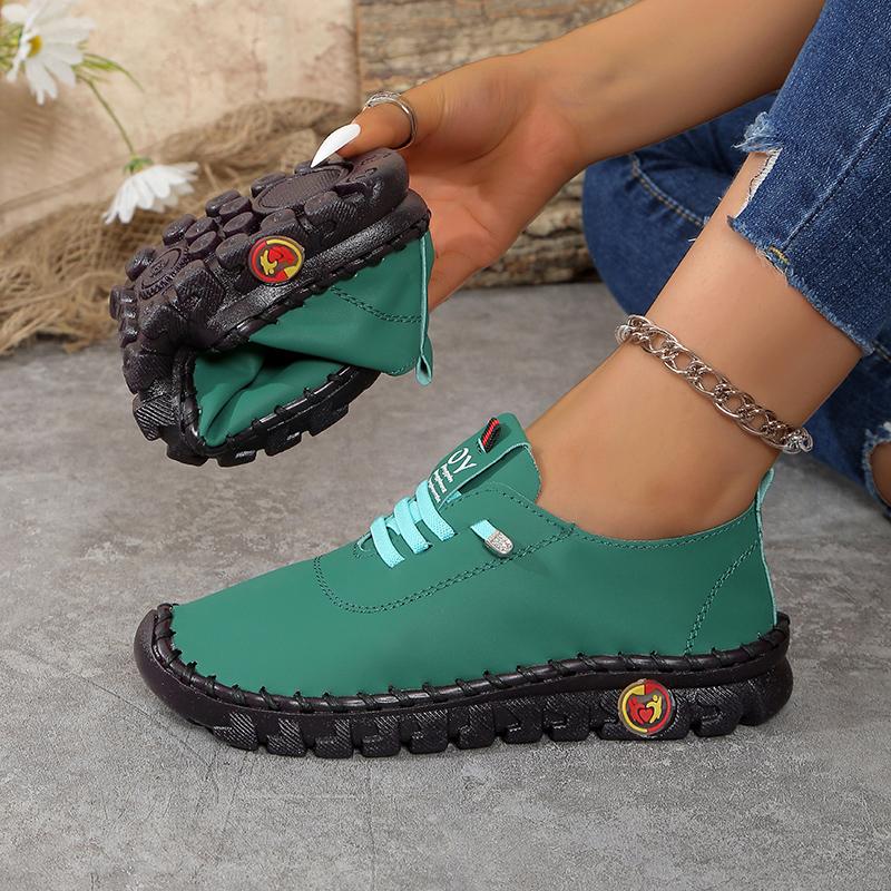 Fashion Women's Wide Fit (Sizes 35-45) Leather Sneakers Flat Elastic Slip-On Loafers – Comfortable Casual Shoes for Moms Women's Shoes