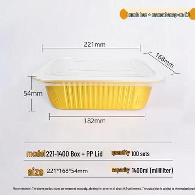 Handun 1400ml Aluminiumfolie Lebensmittelbehälter mit PP-Deckeln