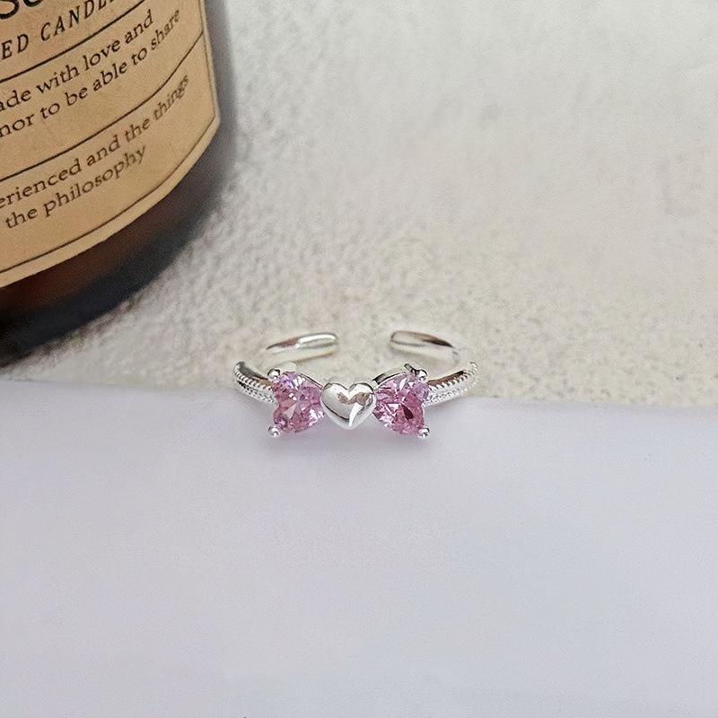 Pink Zircon Full Diamond Butterfly Series Opening Adjustable Ring Light Luxury Sweet Cool Style Niche High-End Ring Woman