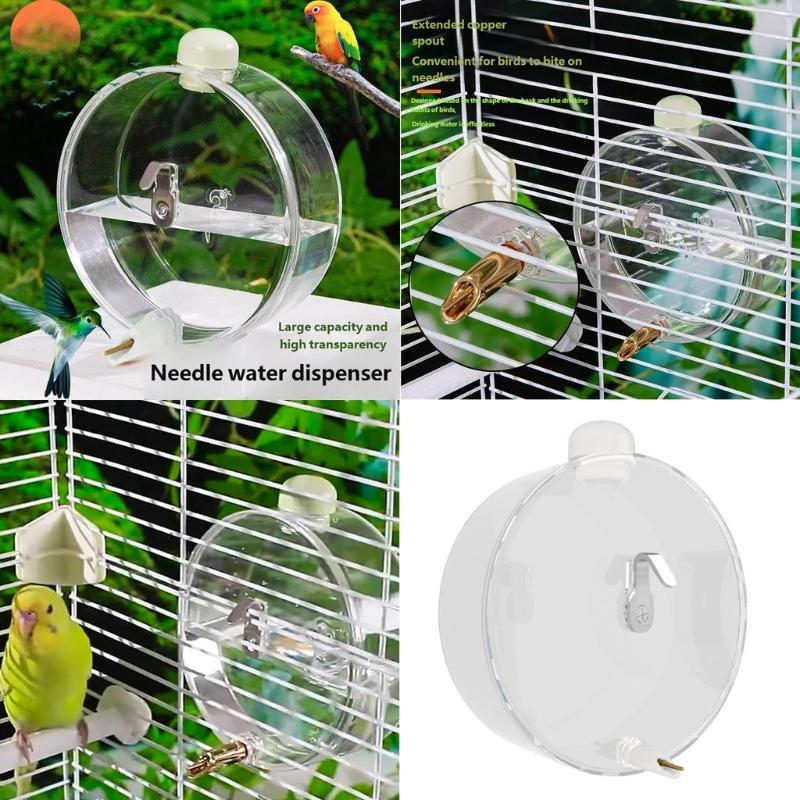 Auto Touch Activated Bird Waterer 250ml Corrosion Resistant Cage Attachment Water Dispenser for Low Waste Watering