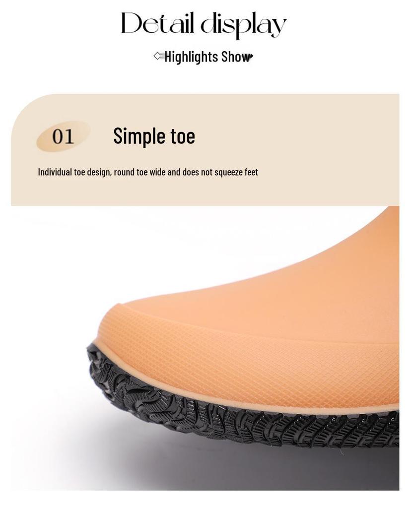 Women's Korean Style Non-slip Cotton Rain Boots - Short, Waterproof, Low-top, Fashionable with Thick Sole