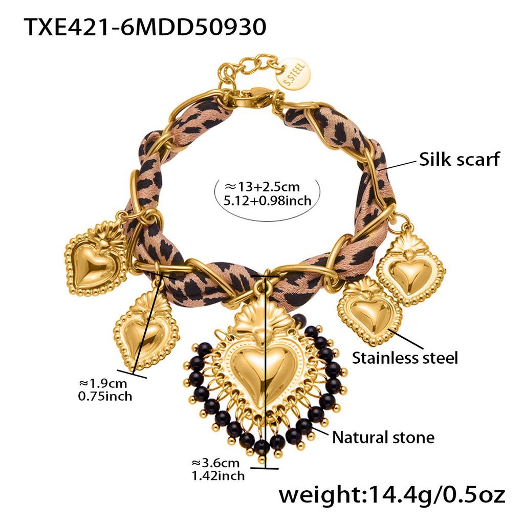 Statement Scarf Necklace Matching Bracelet 18k Gold Plated Stainless Steel Heart Charm Neckalces Bracelets Jewelry Set for Women
