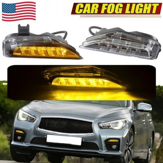 Front Bumper Lower Turn Signal Fog Light 2PCS For Infiniti Q50 Sport 2014 -2020