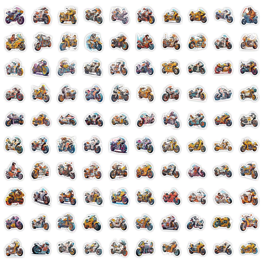 100 Cyber motorcycle Stickers Pack Skateboard Suitcase Mobile Phone Decoration Stickers Waterproof Creative Childrens DIY Stickers