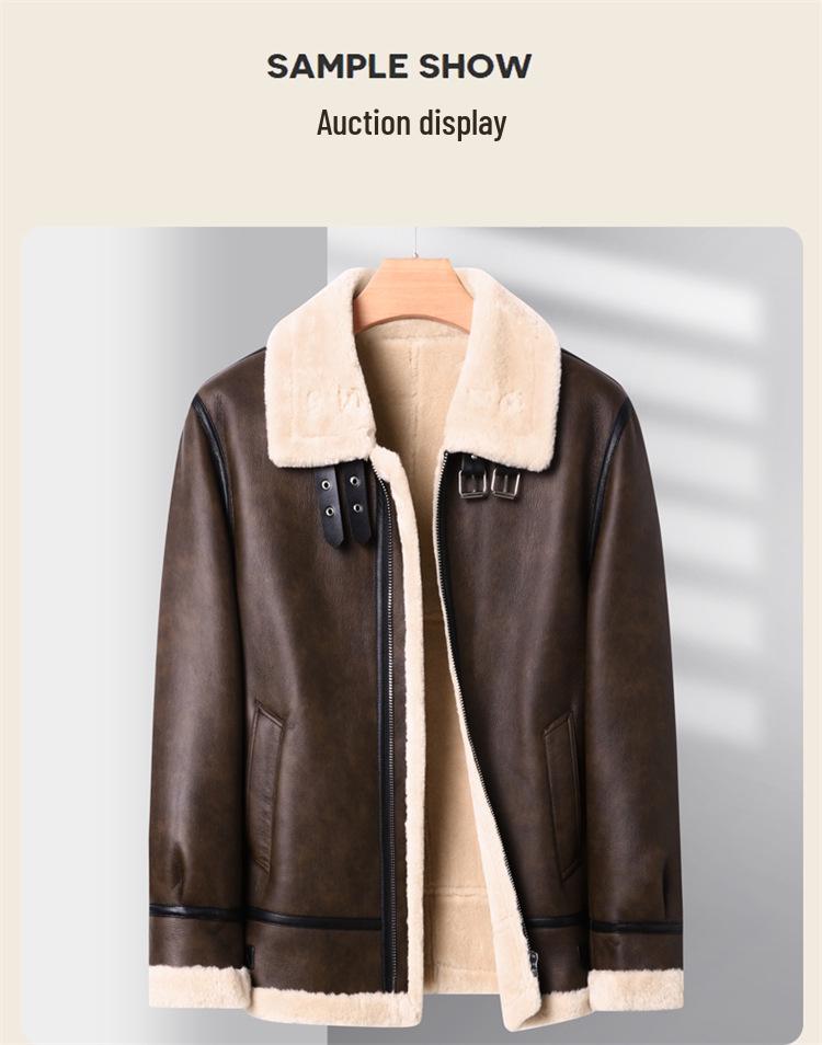 Men's Trendy Shearling & PU Leather Motorcycle Jacket - Autumn/Winter Short Lambswool Outerwear