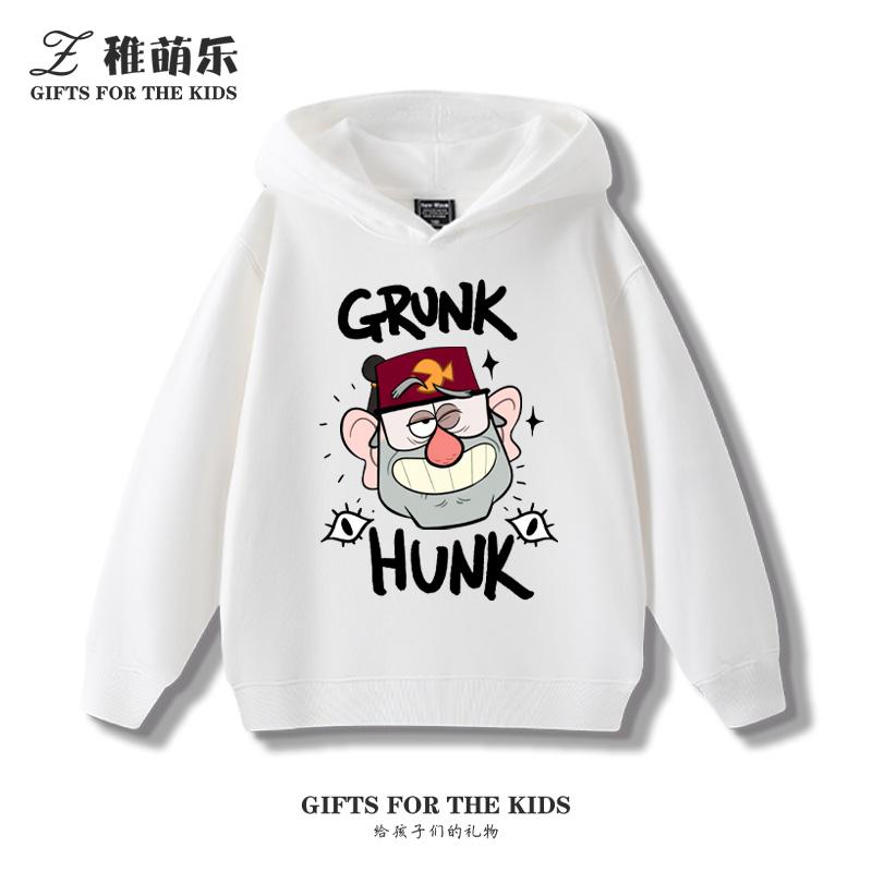 Gravity Falls Anime Fun Hooded Sweatshirt Boys Girls Children's Fall and Winter Padded Cute Casual Trend Warm Long Sleeve Top