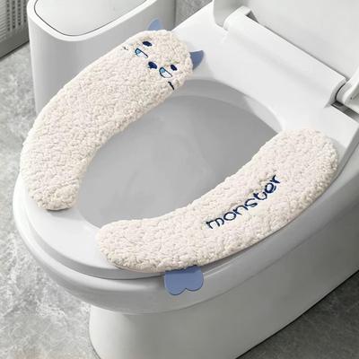 Soft Plush Toilet Seat Cover With Adhesive Backing Winter Warm Pad Home Dormitory Use
