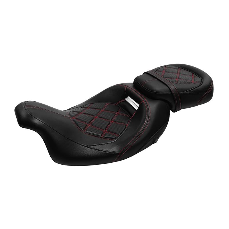 Motorcycle Heated Driver Passenger Seat For Harley Touring Electra Glide Street Glide 2009-2023 красный