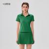 Womens Quick-Dry Polo-Neck Short Sleeve Top Tennis Skirt Set Yoga Fitness Workout