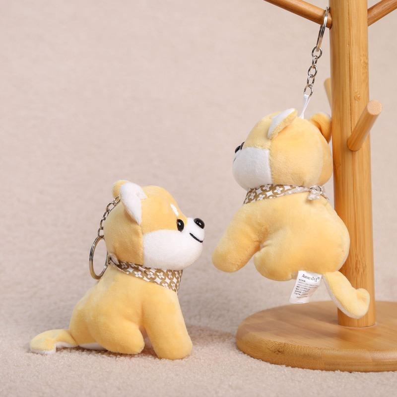 10CM Plush Puppy Keychain Kawaii Shiba Inu Plushie Doll Cartoon Stuffed Animal Backpack Pendant Car Keychain for Women Gifts
