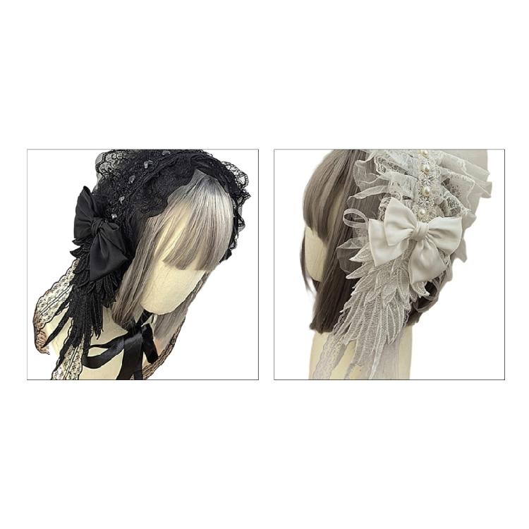 Elegant Lace Winged Headband Gothic Lolita Fashion Hairpiece Stylish Hair Ornament for Women Girls Special Occasions