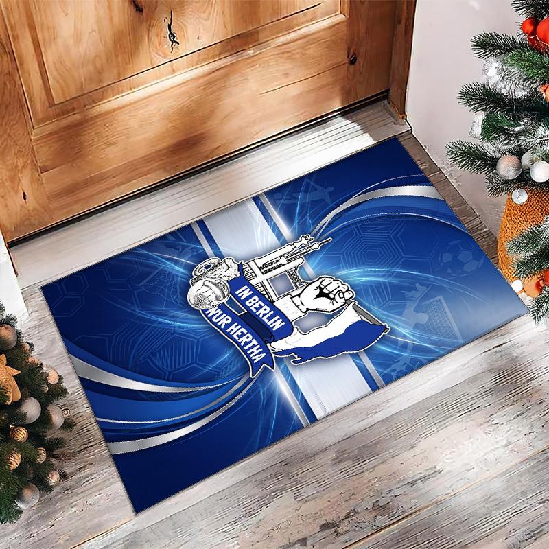 hertha bsc FC Soccer Football Pattern Soft Area Rug Non Slip Indoor Floor Carpet Sports Decor Mat for Bedroom