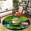 Frog On Lotus Leaf with Umbrella Waterproof Phone Case CoverRound Non-Slip Chair Mat Chair Carpet for Office Rugs for Office Decor Gift For Valentine'