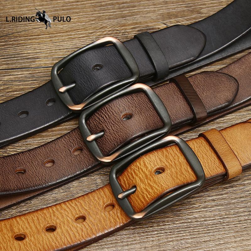 Fashion All-match Genuine Leather Leather Belt Men's Pin Buckle Simple Casual Belt Retro Belt Men's Belt
