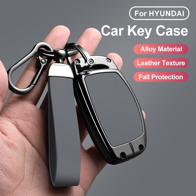 Zinc Alloy Leather For Hyundai Ix35 I40 I20 I10 Tucson Elantra Creta Sonata Ioniq Accent Creata Smart Remote Cover Car Key Case