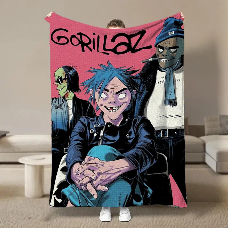 Wirtualny Zespół Rockowy Anime G-Gorillaz Miękkie Kocyki, Koc Grzewczy Komfortowy Koc na Piknik Łóżka Kanapę Domowy Sypialnia