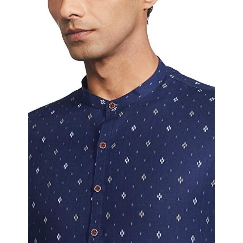 Manyavar Men s Cotton Regular Kurta (ML11965-306-M_Navy Blue_Medium) M синий