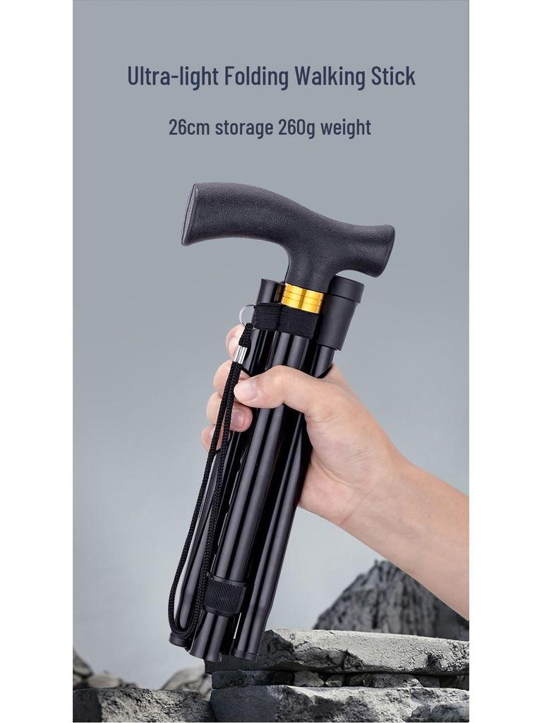 Foldable Unisex Aluminum Trekking Poles: Non-slip Walking Stick for Elderly