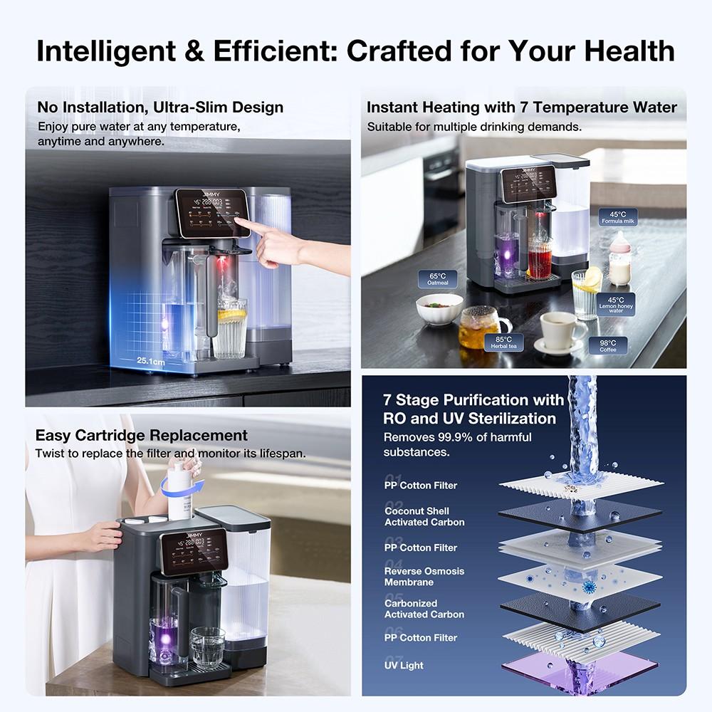 Oczyszczacz wody JIMMY R9 7-etapowa filtracja RO Natychmiastowa gorąca woda Sterylizacja UV Zbiornik 5L Ogrzewanie 2200W