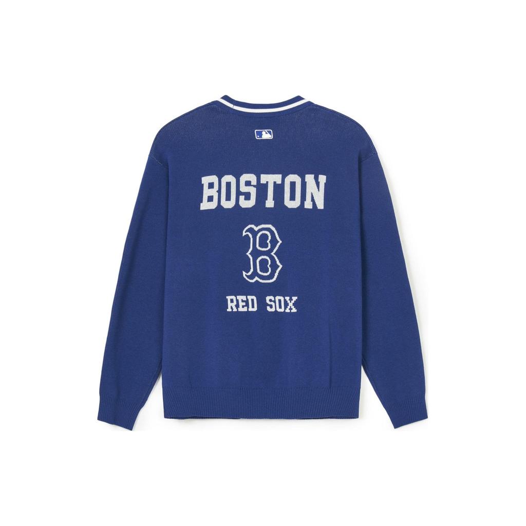 MLB SS24 Boston Red Sox Logo V-Neck Button Cardigan Sweater Unisex Sweater Royal-Blue 3AKCV0141-43RBS