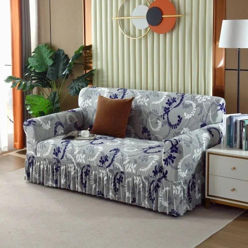 Modern Atmosphere Feeling Skirt Edge Sofa Cover Fabric Full Coverage Elastic Sofa Cover Sofa Anti-skid  Dustproof Cover
