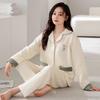 Air Cotton Pajamas Women's Spring and Autumn Thickened Pure Cotton Long-sleeved Women's Autumn and Winter Interlayer Thin Padded Loungewear