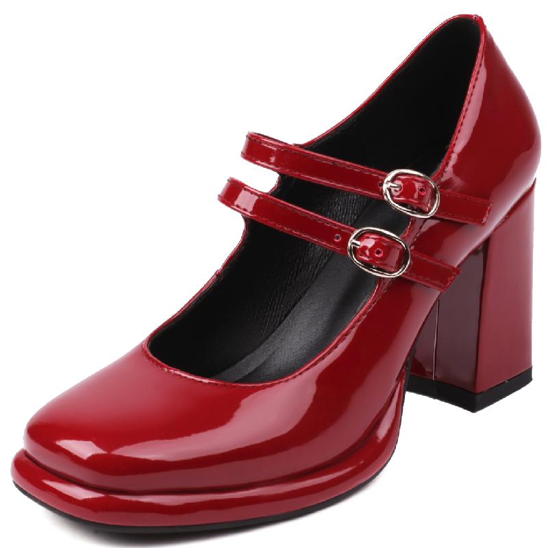 Strap Black White Red Heels Mary Janes Shoes Women's High Heels Pumps Platform Elegant 2025 Party Wedding Shoes Ladies Big Size
