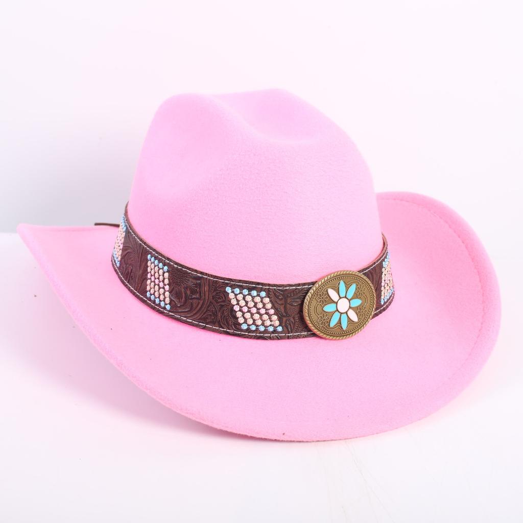 Popular European and American Fashion OL Style One-word Cowboy Hat Men's and Women's High-end Top Hat Jazz Hat Felt Hat