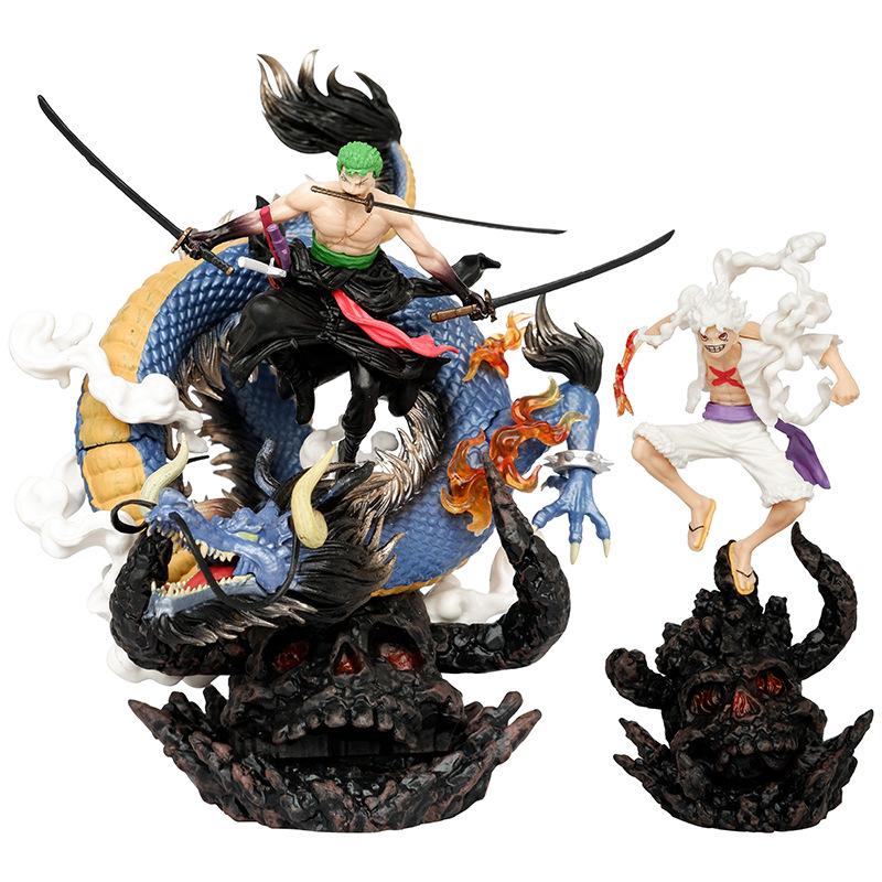 

23cm Gk Dreamy Zoro Nika Luffy Anime Figure One Piece Ghost Island Black Gold Model Statue Desktop Ornament Children Toys S Kid Friendly Entertaining