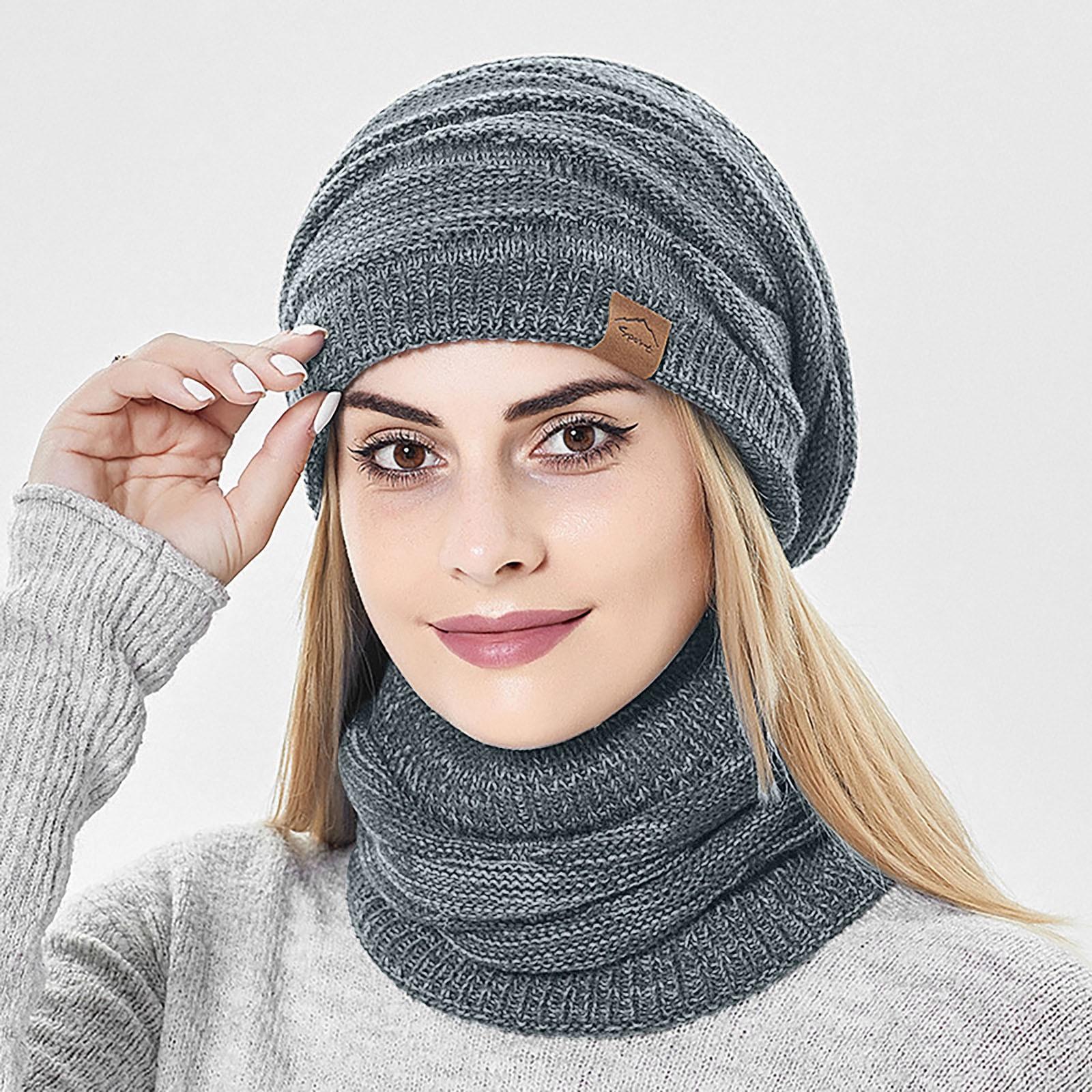 

Мужская и женская шерстяная шапка, утепленная теплая шапка для холодного вязания, два комплекта One Size серый