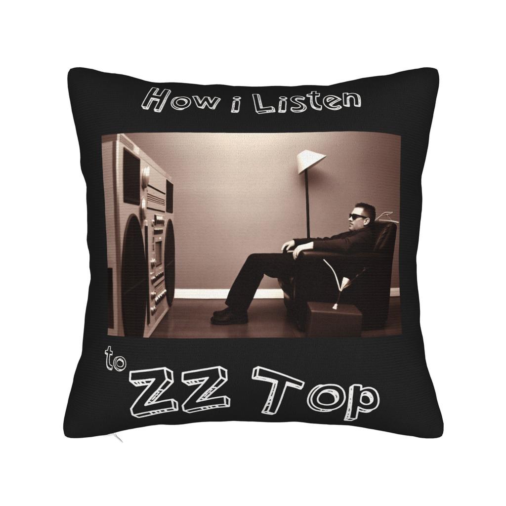 Band Zz Top Kissenbezug Quadratischer Kissenbezug Neuartiger Kissenbezug für Couch Sofa Schlafzimmer