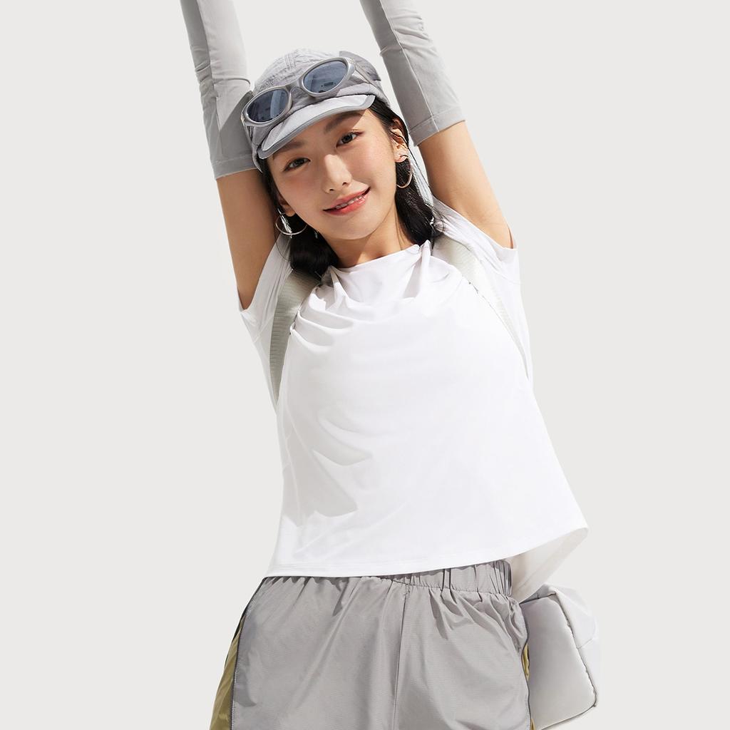 Li Ning Herbal Tea T-Shirt Comfortable Casual Simple Versatile Round Neck Pullover Short Sleeve Women T-Shirts Standard-White ATSV594-3
