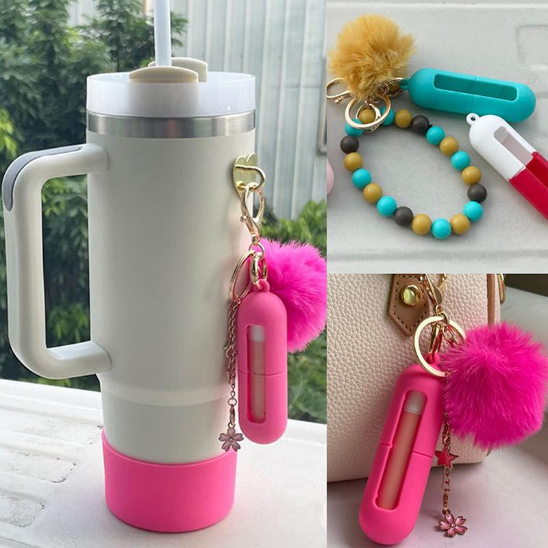 Lipstick Silicone Case Creative Capsule Lipstick Cover Keychains Anti Drop Portable Protective Cover For Cosmetic Makeup Holder