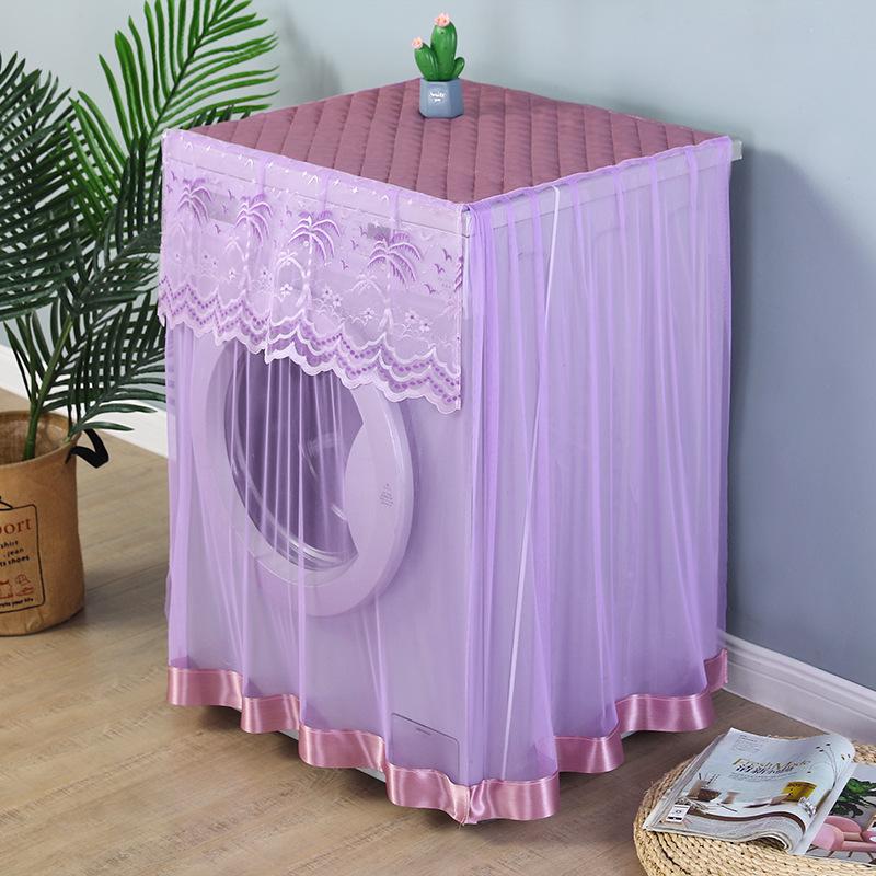1PC Dust Cover Transparent Protection Towel Breathable Polyester Lace Tulle Washing Machine Cover Universal