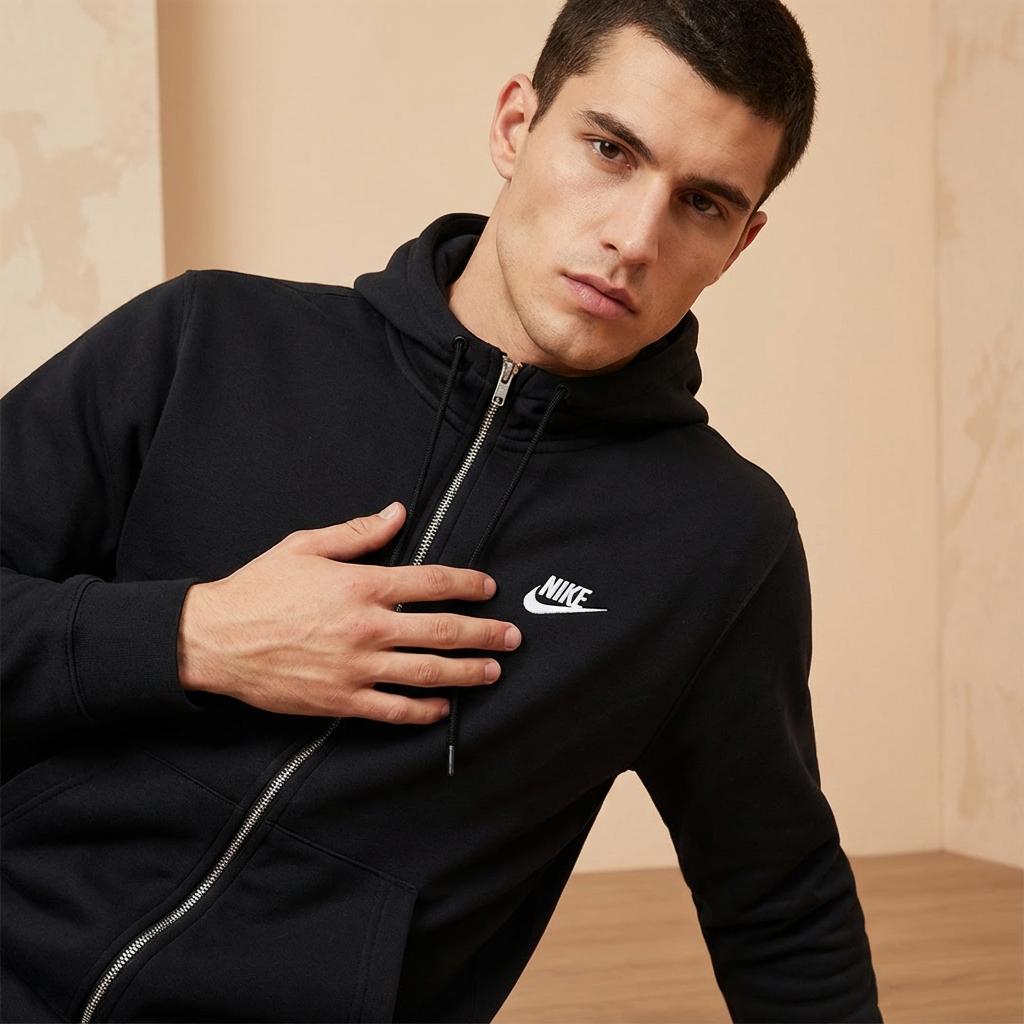 Nike Vyriškas M Nk Bb Fz Logo gobtuvas su užtrauktuku ilgomis rankovėmis megztas flisinis šiltas švarkas Vyriški švarkai FN3862010