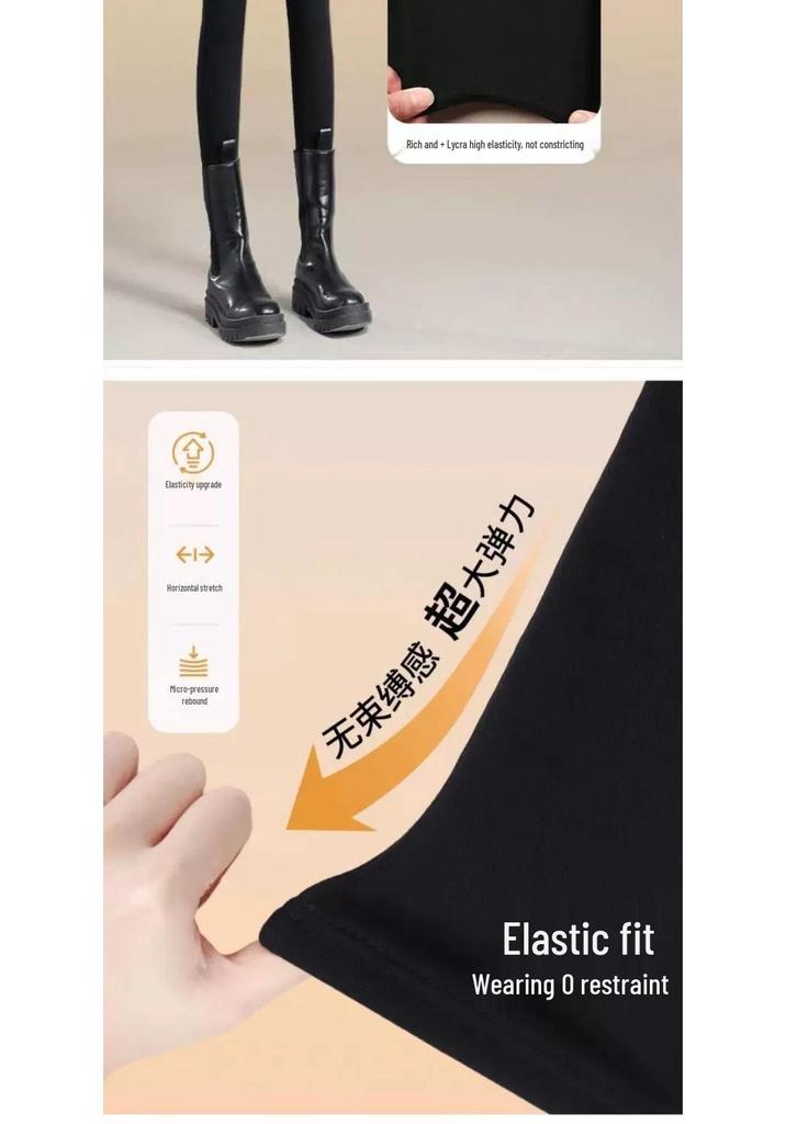 High-Waist Fleece-Lined Black Leggings for Women: Perfect for Autumn & Winter, Elastic, Tight-Fitting, Plus Size Available, Skinny Pencil Pants.