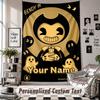 Custom Tapestry Wall Hanging, Bendy and the Ink Machine Personalized Name Text Home Wall Decor