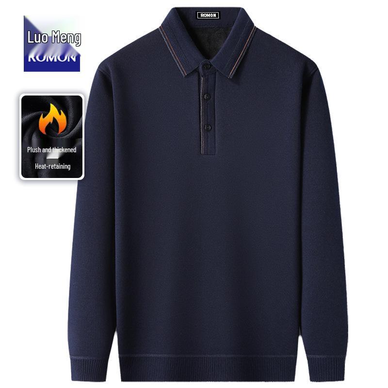 Luomeng Men s Red Fleece-Lined Winter Knit Top for Middle-Aged and Elderly Dads 56/3XL (175-195 lbs)