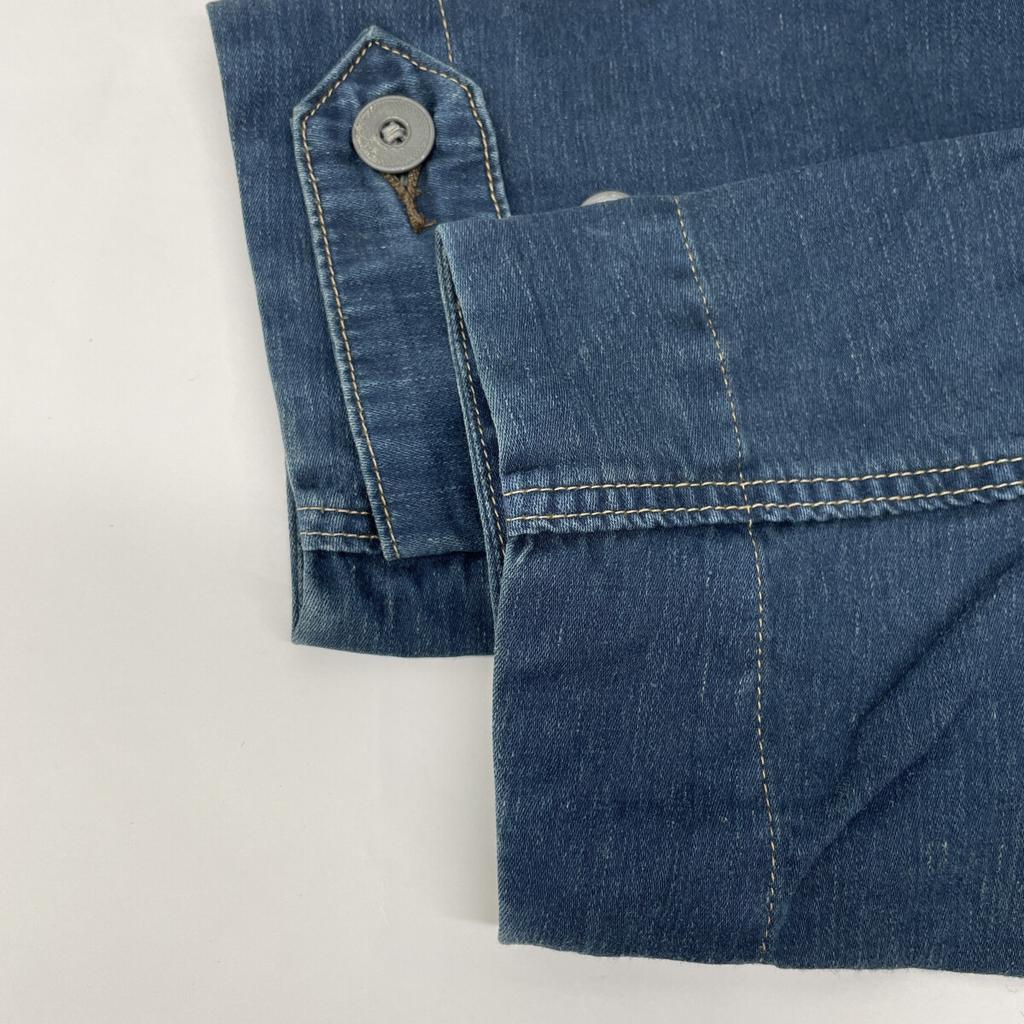 RRL 0201R Indigo Baumwolle x Leinen Denim Shop Coat Mantel M IndigoUsed