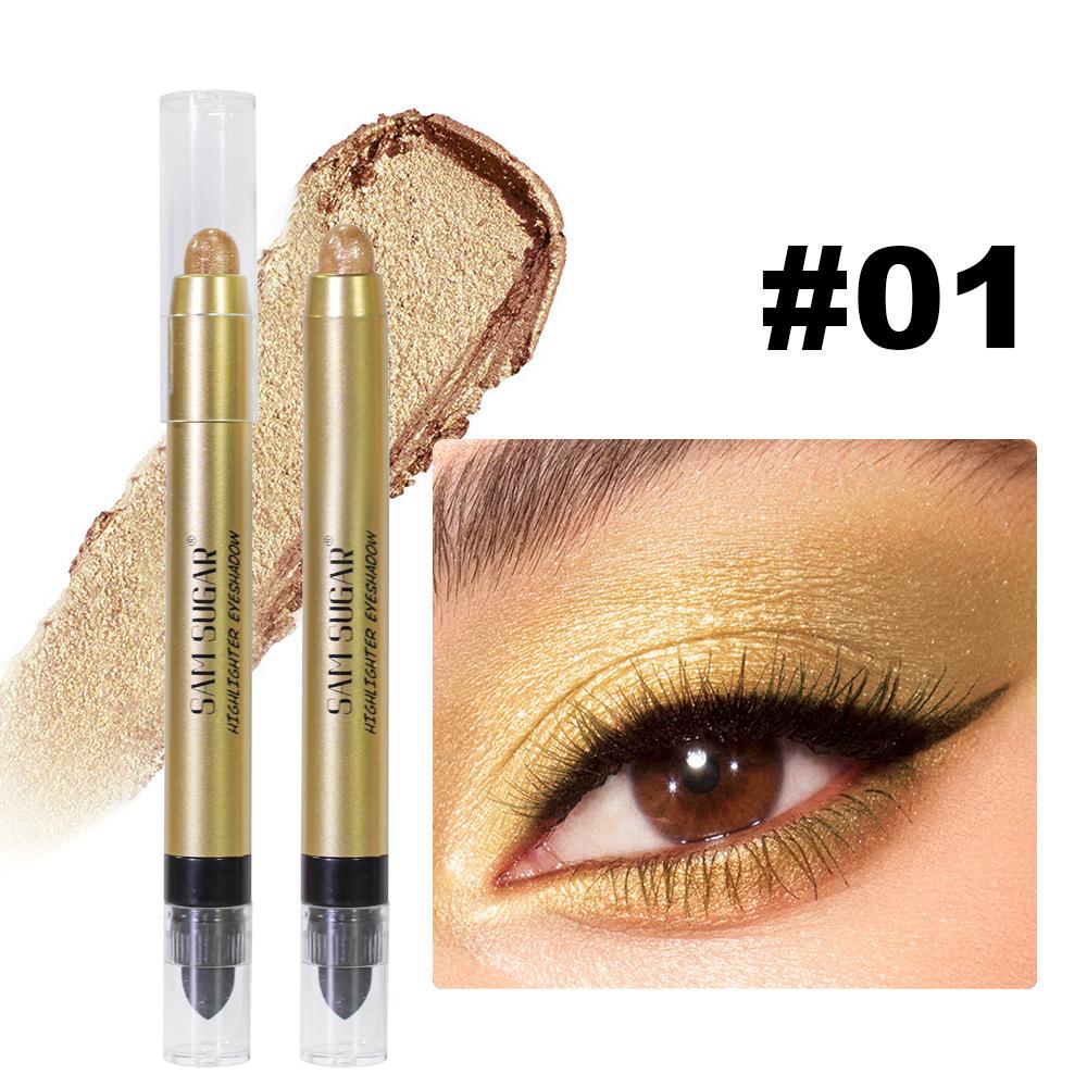 Two in One Metallic Eyeshadow Lip Gloss Waterproof Makeup Crayon High Color Payoff Shimmer Matte Dual Tip Beauty Pen
