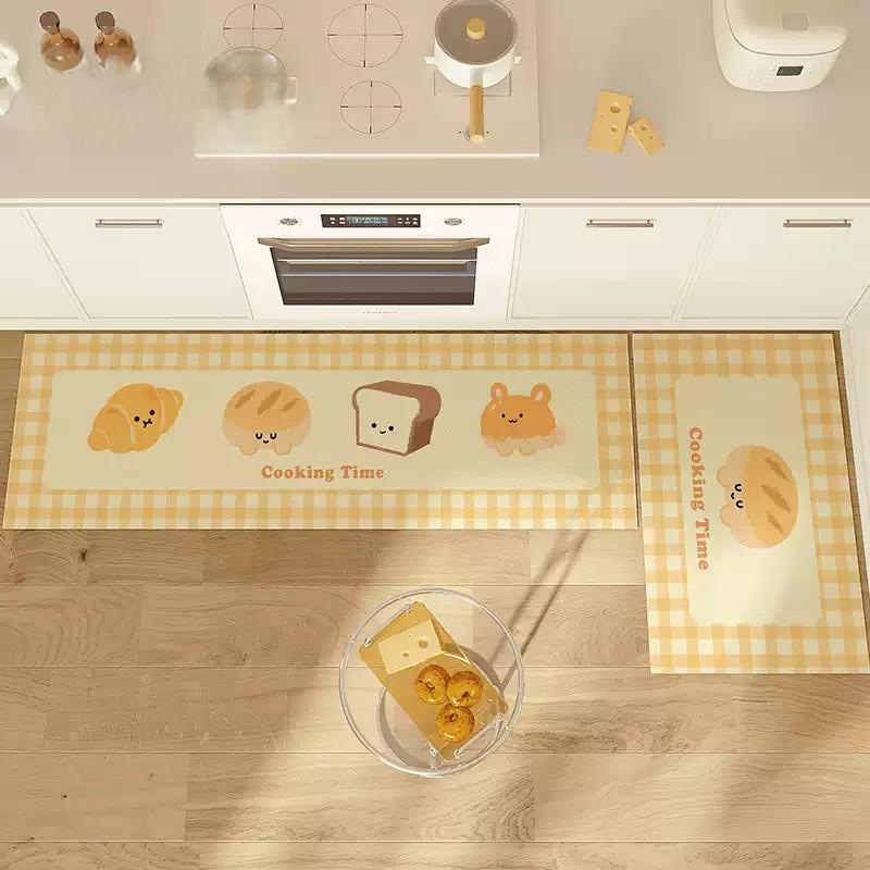 VIKAMA2PC Kitchen Wipe-Clean No-Rinse Carpet Waterproof Oil-Resistant PVC Runner Door Mat Anti-Slip Anti-Fatigue Floor Mat