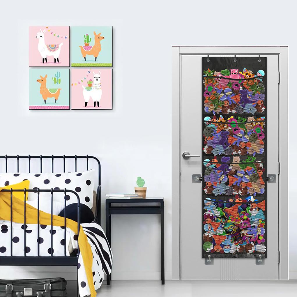 Children Toy Door Storage Bag Hanging Bags with Breathable Mesh Display Dolls Space-saving Pouch Foldable Organizer Bathroom