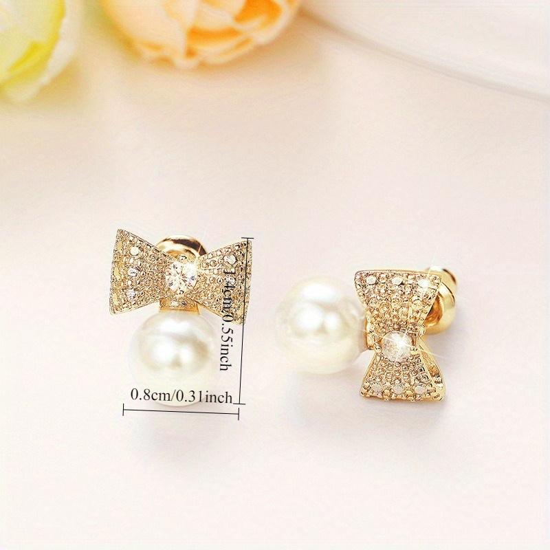 1 Pair, Fashionable and Fashionable Earrings, with Exaggerated Imitation Pearl Bow Earrings